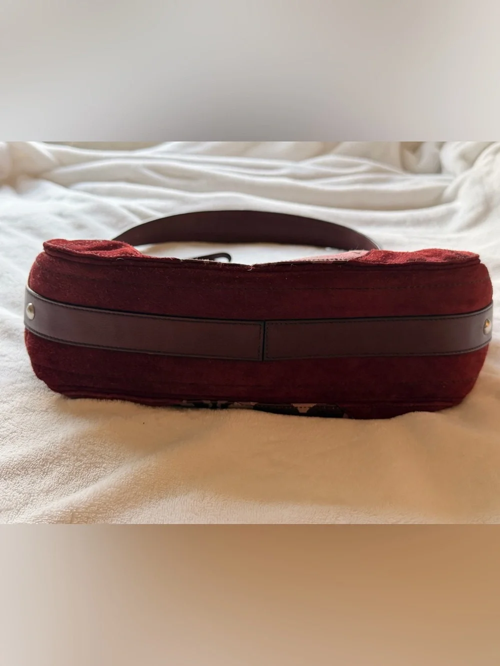 Vintage Coach Pink and Burgundy Signature Canvas Shoulder Bag